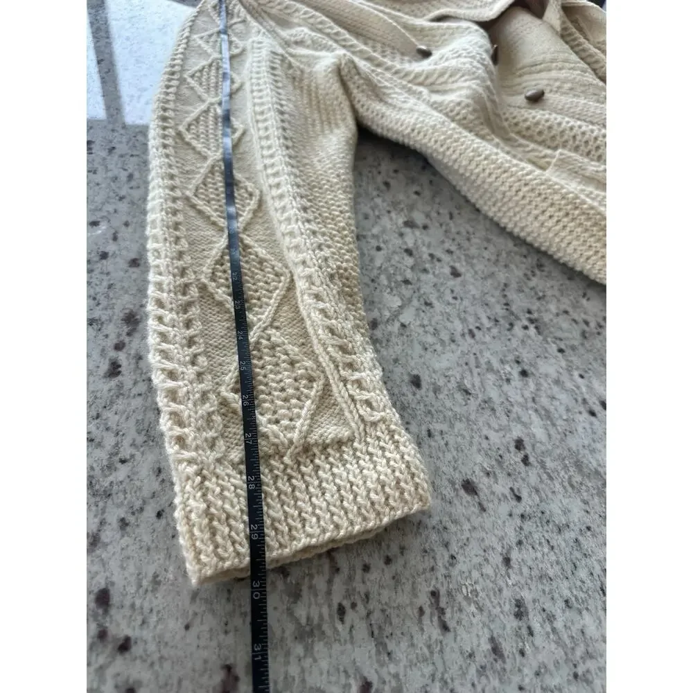 Vintage Mary Smith Design Ivory Wool Knit Aran Cable V-Neck Button Pockets Sz 8 - Picture 6 of 6
